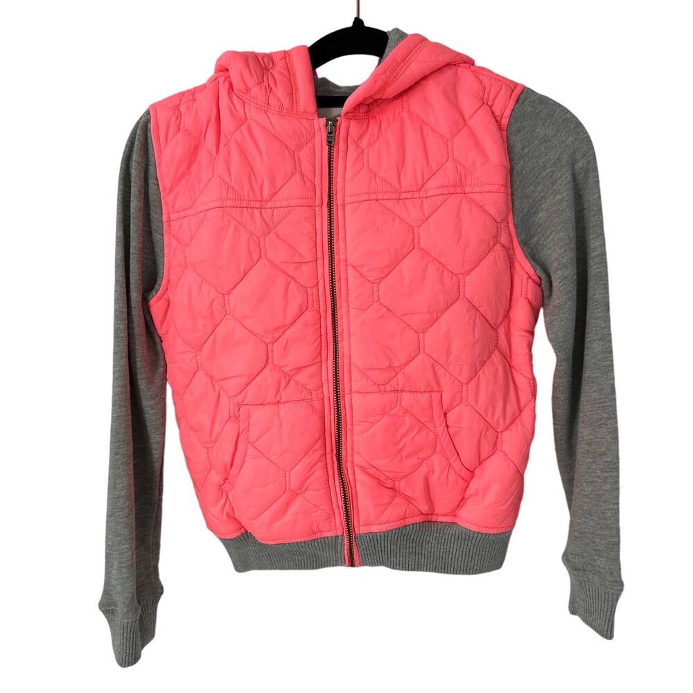 Tucker + Tate Quilted Full-Zip Sweatshirt, Size 7  Pink and Gray‎ Nylon Cotton